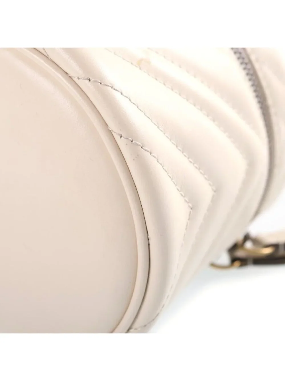 Gucci GG Marmont Vanity Pouch Case White Leather Gold